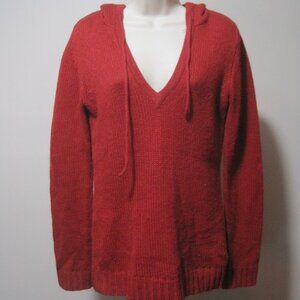 Vintage Arizona Sweater Hoodie Women Large Red V-Neck Knit Acrylic Long Sleeve